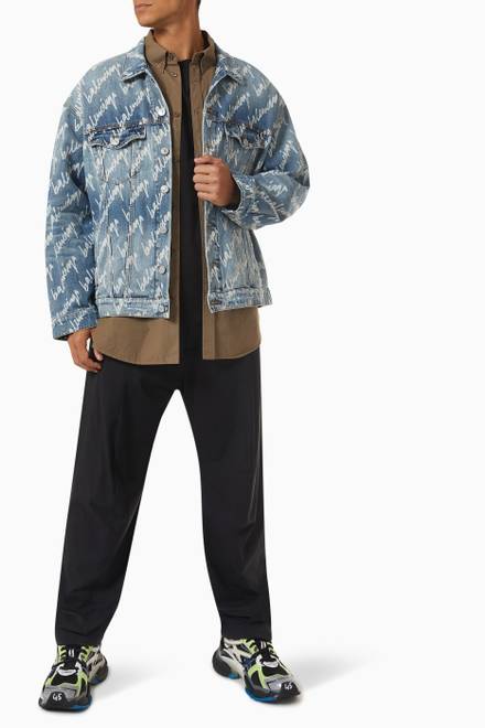 hover state of All-over Logo Print oversized Jacket in Denim  