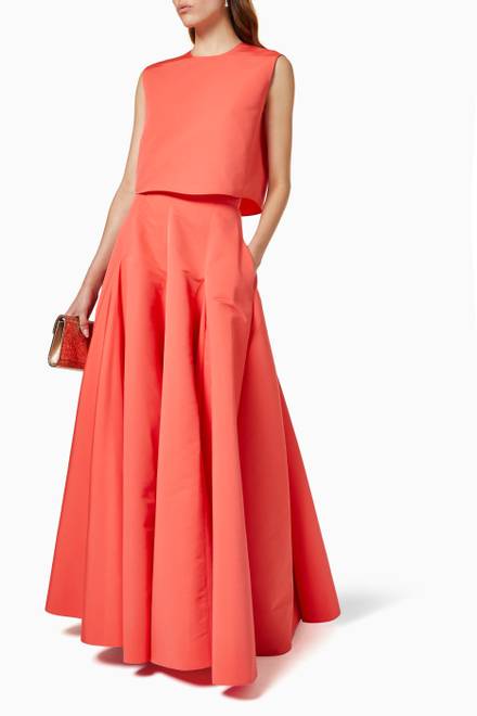 hover state of Pleated Maxi Skirt in Cotton Faille 