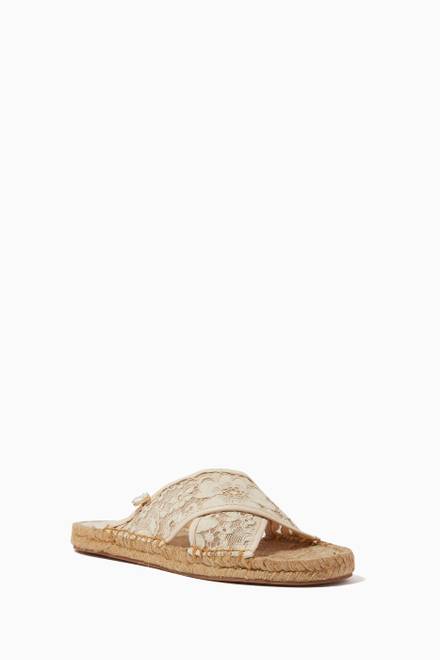 hover state of Espadrille Slides in Lace