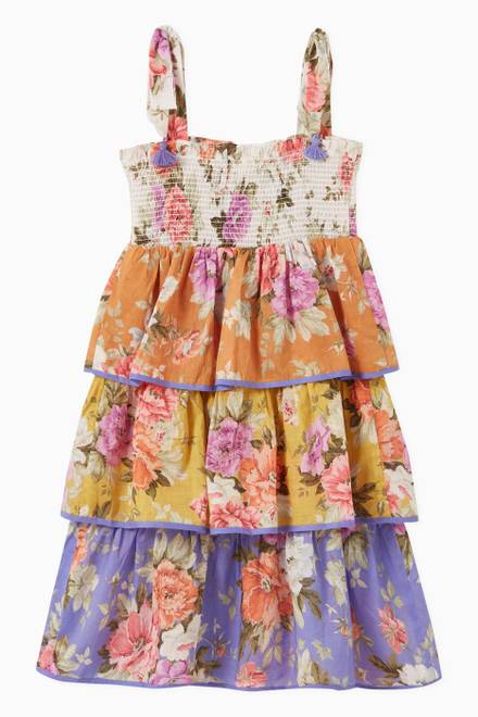 hover state of Pattie Shirred Tiered Dress in Cotton 