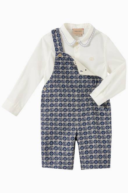 hover state of Geometric Double G Overalls in Cotton Jacquard