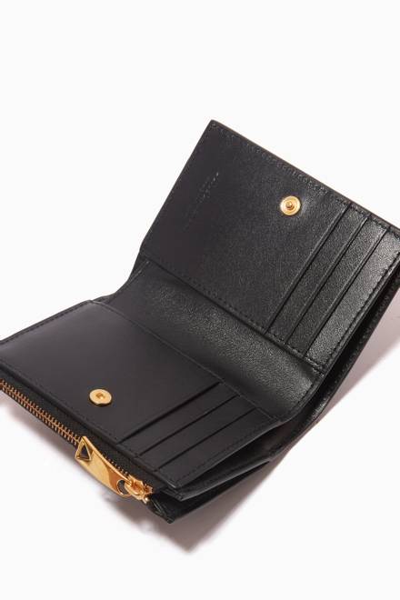 hover state of Padded Bi-fold Zip Wallet in Intreccio Nappa