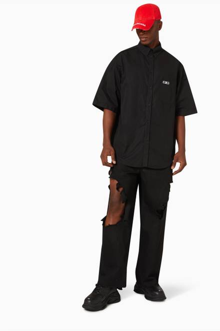 hover state of BB Icon Large Fit Shirt in Cotton Poplin 