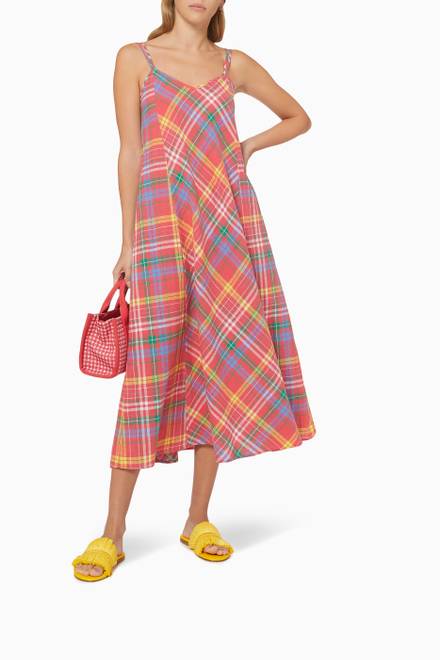 hover state of Madras Check Maxi Dress 