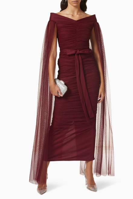 hover state of Cape Sleeve Maxi Dress 