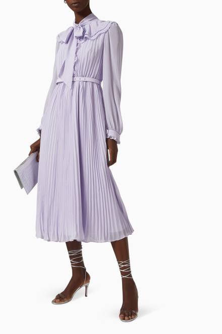 hover state of Broderie Collar Midi Dress in Chiffon 