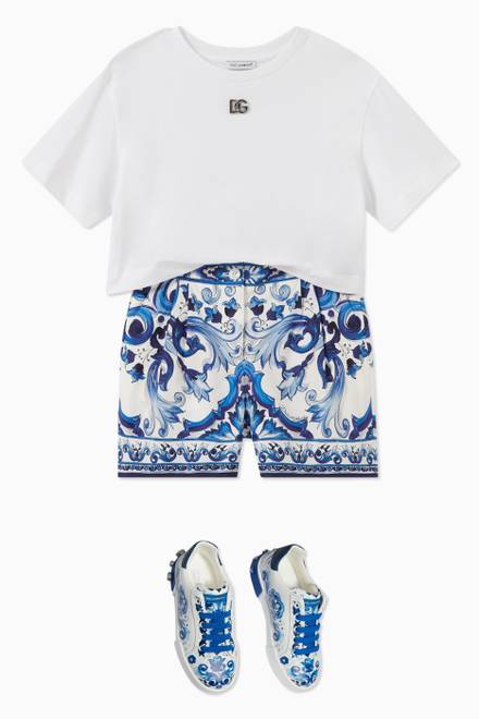 hover state of Maiolica Print Shorts in Cotton