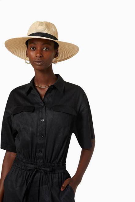 hover state of Emmanuelle Fedora Hat in Straw 