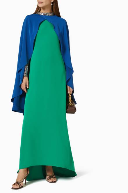 hover state of Kiara Colourblock Sequin Cape Maxi Dress  