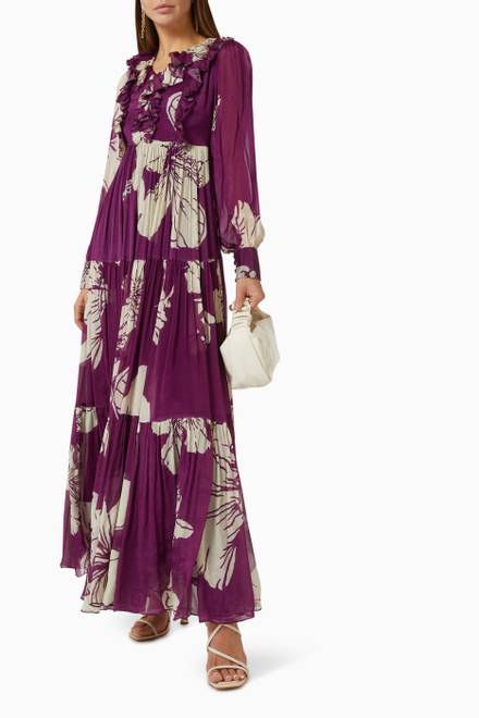hover state of Floral Tiered Dress in Chiffon  