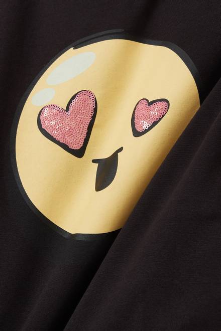 hover state of Smiley Print Sweatshirt in Organic Cotton