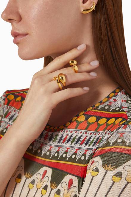 hover state of Pebble Rings in 22kt Gold-plated Bronze, Set of 3  