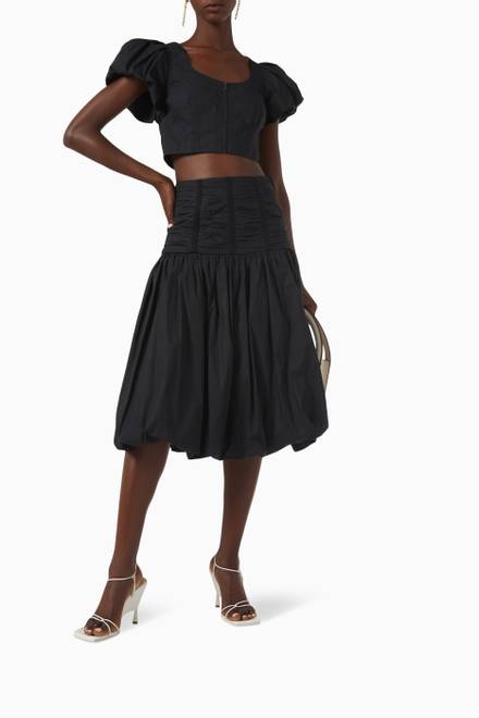 hover state of Roselani Ruched Bubble Skirt in Cotton Poplin 