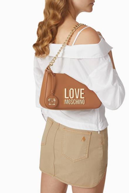 hover state of Logo Hobo Bag in Faux Leather