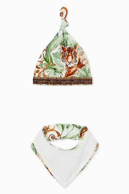 hover state of Tiger Trap Bib & Beanie Set in Cotton
