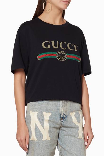 تسوق تي شيرت بقصة فضفاضة وطبعة قطة وعبارة Original Gucci ...