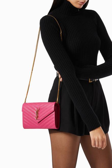 Shop SAINT LAURENT Pink Cassandre Clutch in Matelassé Leather for Women ...