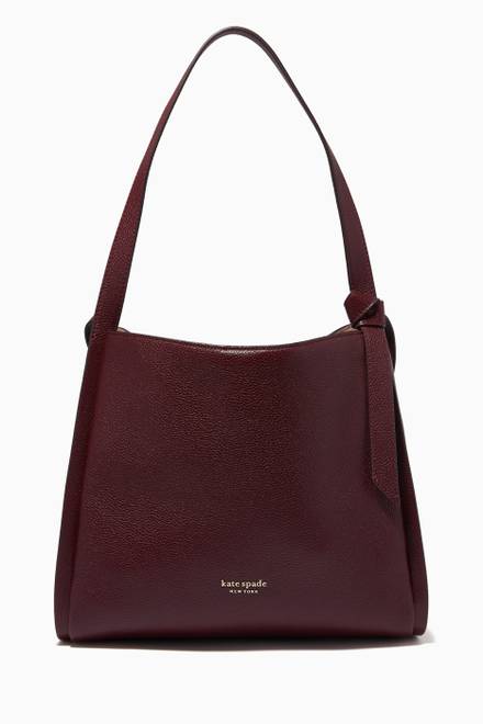 Shop Kate Spade New York Burgundy Knott Medium Satchel Bag in Leather ...