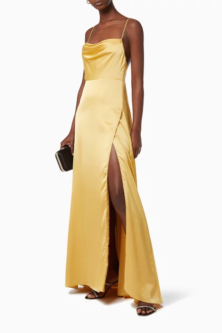 hover state of The Rosabel Dress in Matte Satin 