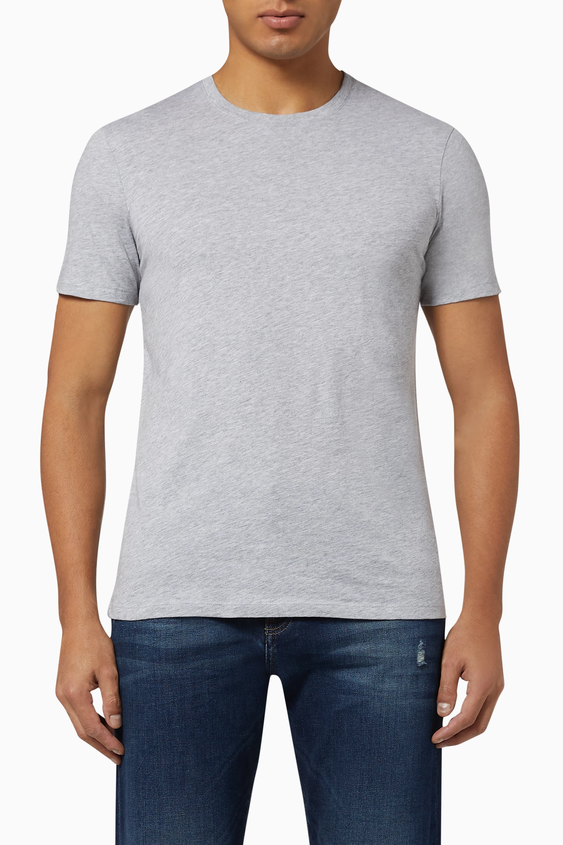 Shop Armani Exchange Grey Pima Cotton Crewneck T-Shirt for MEN | Ounass UAE