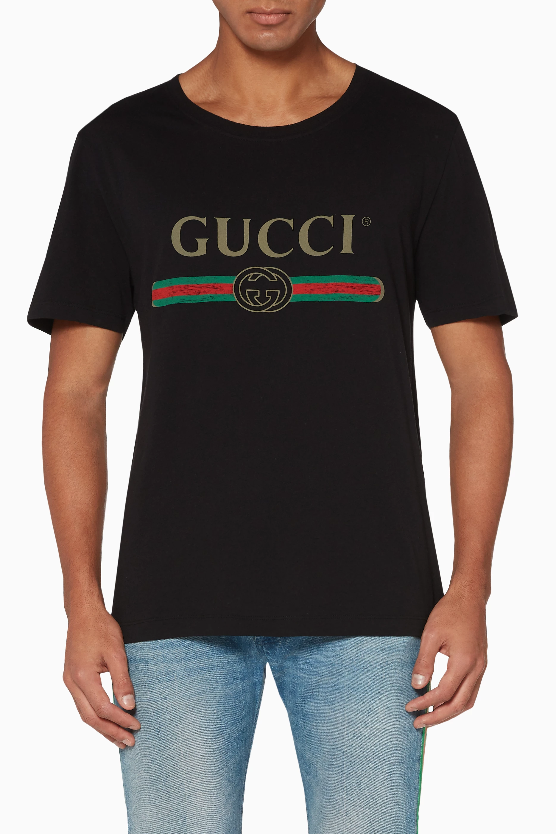 Shop Gucci White Interlocking G Logo Cotton T-Shirt For MEN Ounass Saudi  Arabia 
