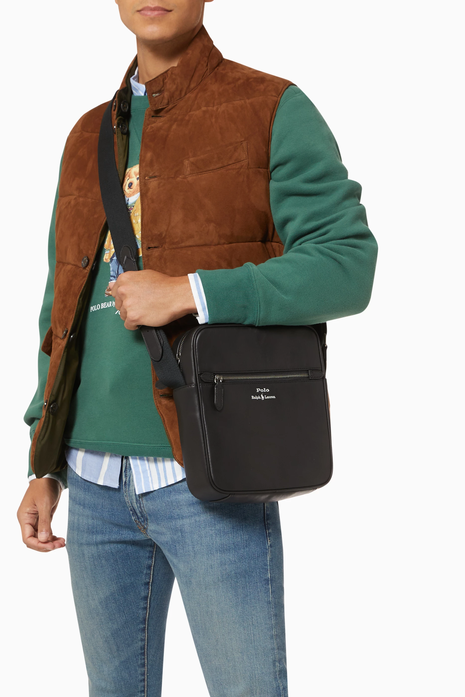 Shop Polo Ralph Lauren Black Crossbody Bag in Leather for MEN | Ounass UAE