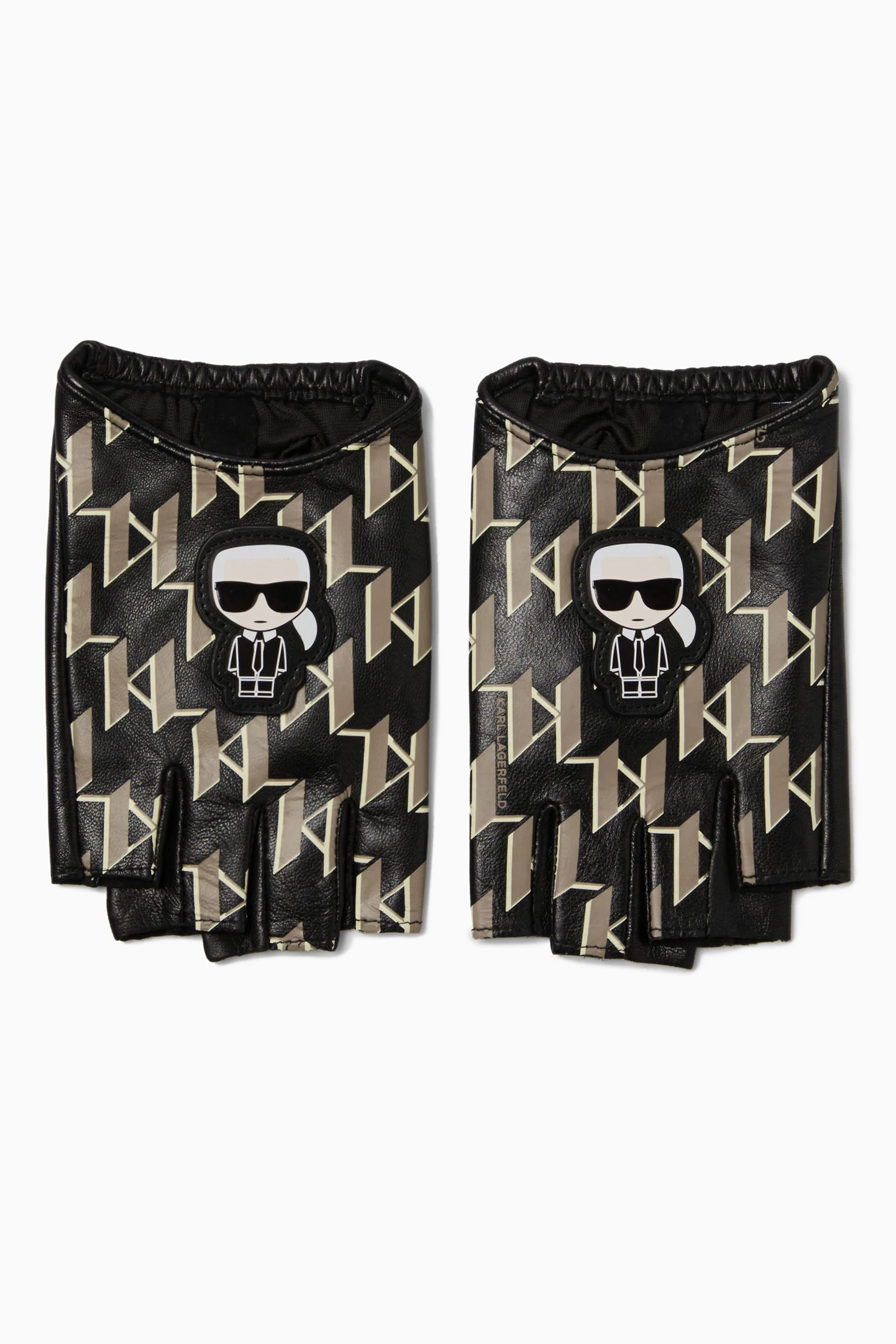 Womens Accessories Gloves Karl Lagerfeld Leather K/ikonik Fingerless Gloves in Black 