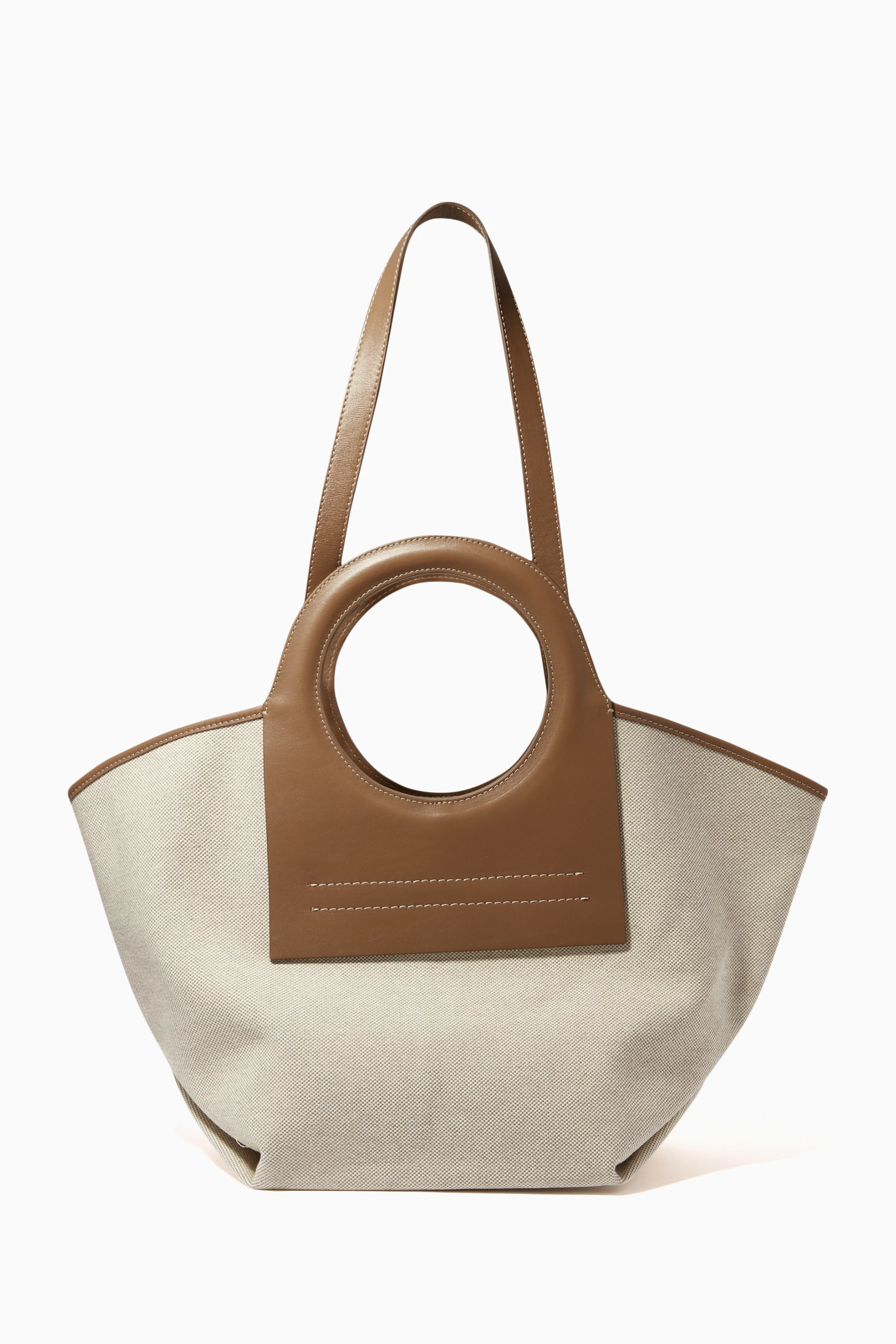 Hereu Cala Small Leather And Canvas Tote in Beige Womens Bags Tote bags Natural 