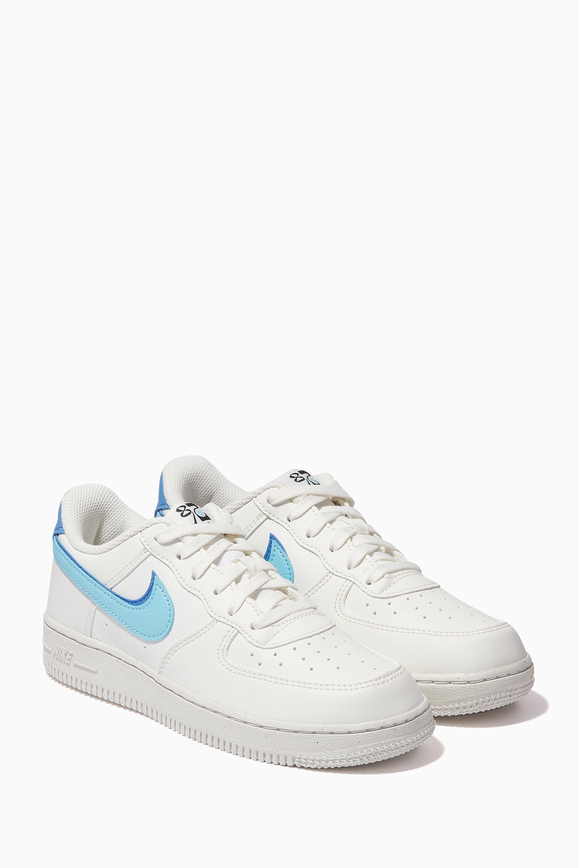 Shop Nike Blue Force 1 LV8 Sneakers in Leather for KIDS | Ounass Qatar
