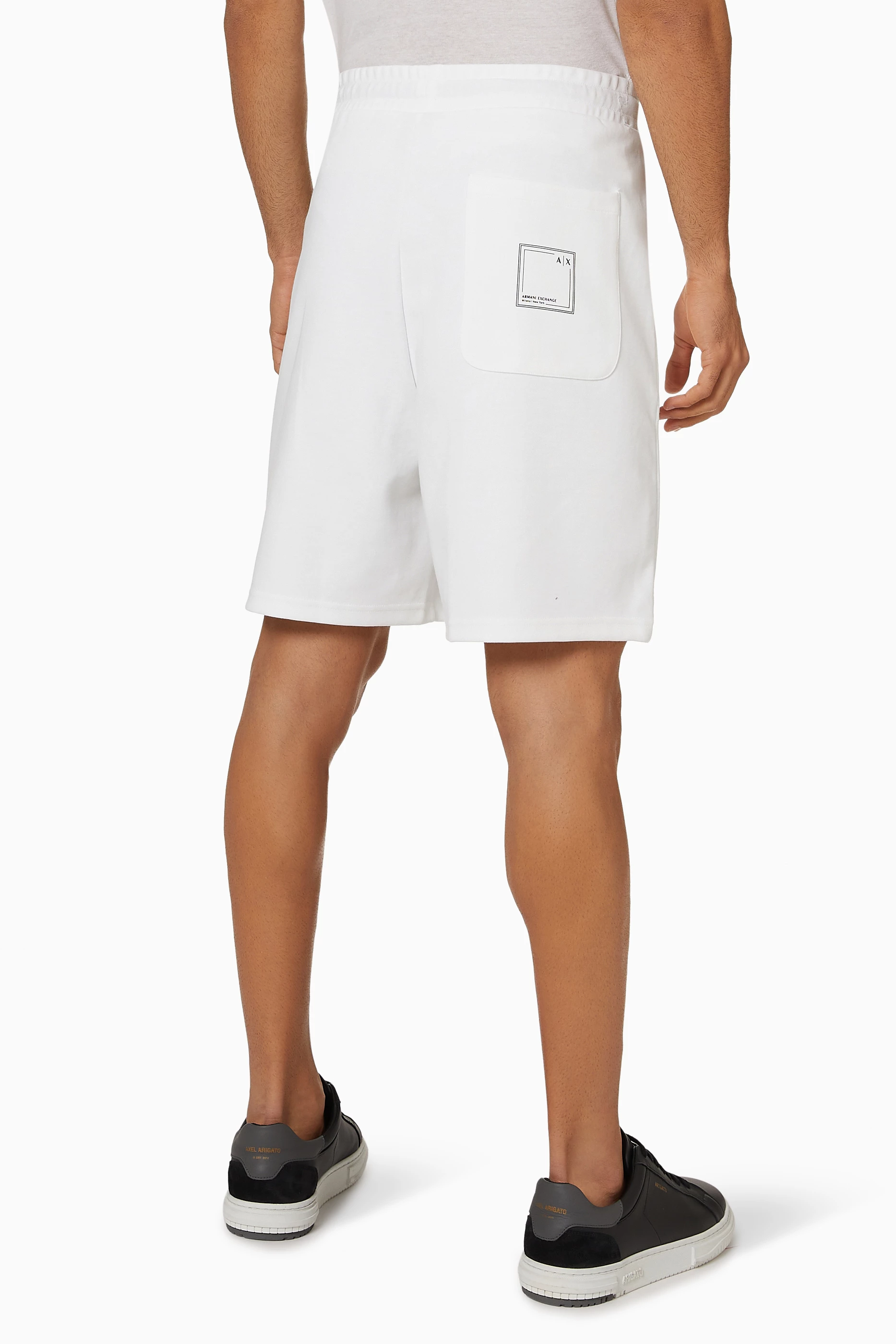 Shop Armani Exchange White Logo Shorts in Fleece for MEN | Ounass Qatar