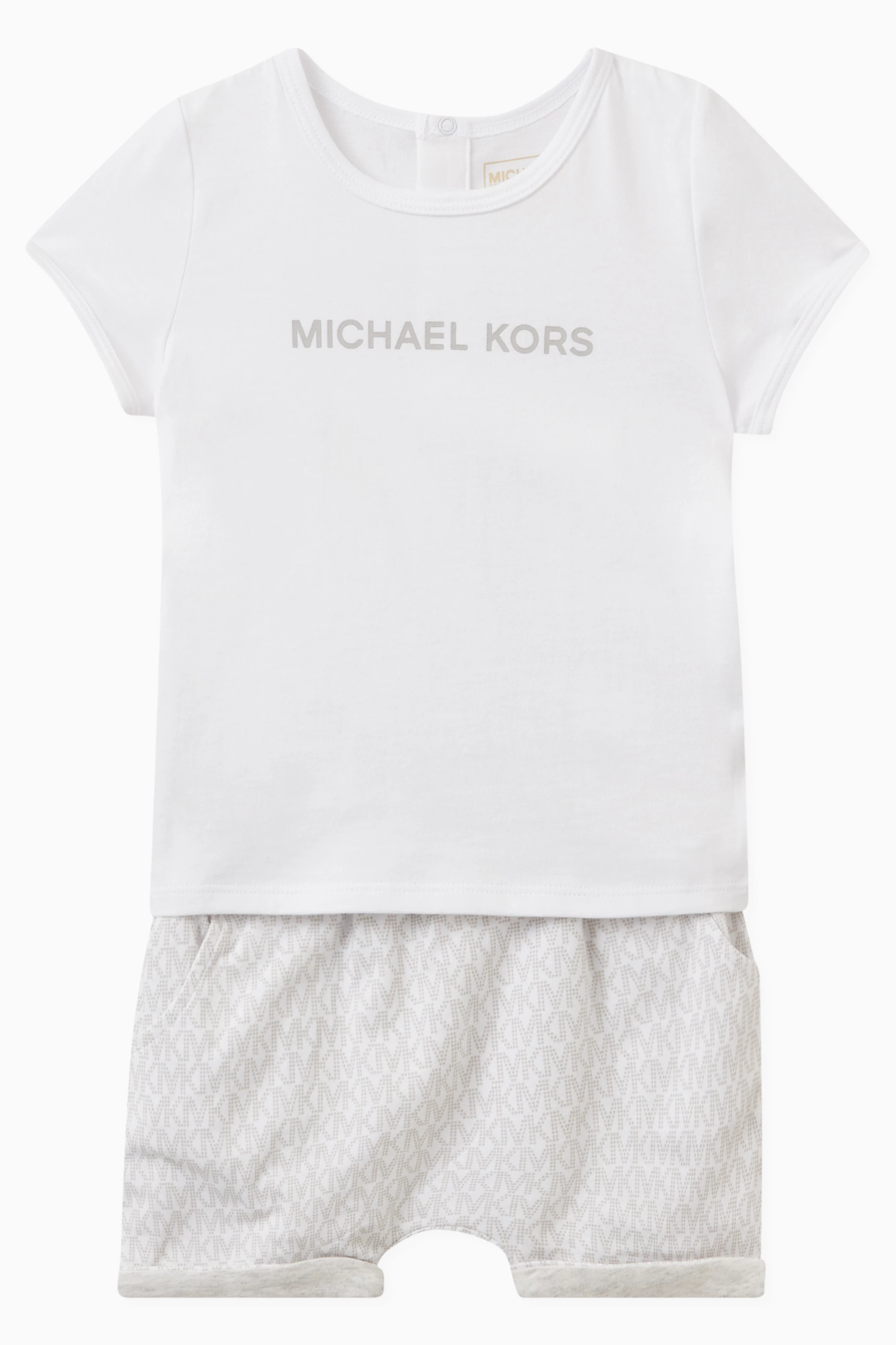 Shop Michael Kors Kids Grey Logo Print T-shirt and Shorts, Set of Two for  KIDS | Ounass Saudi Arabia