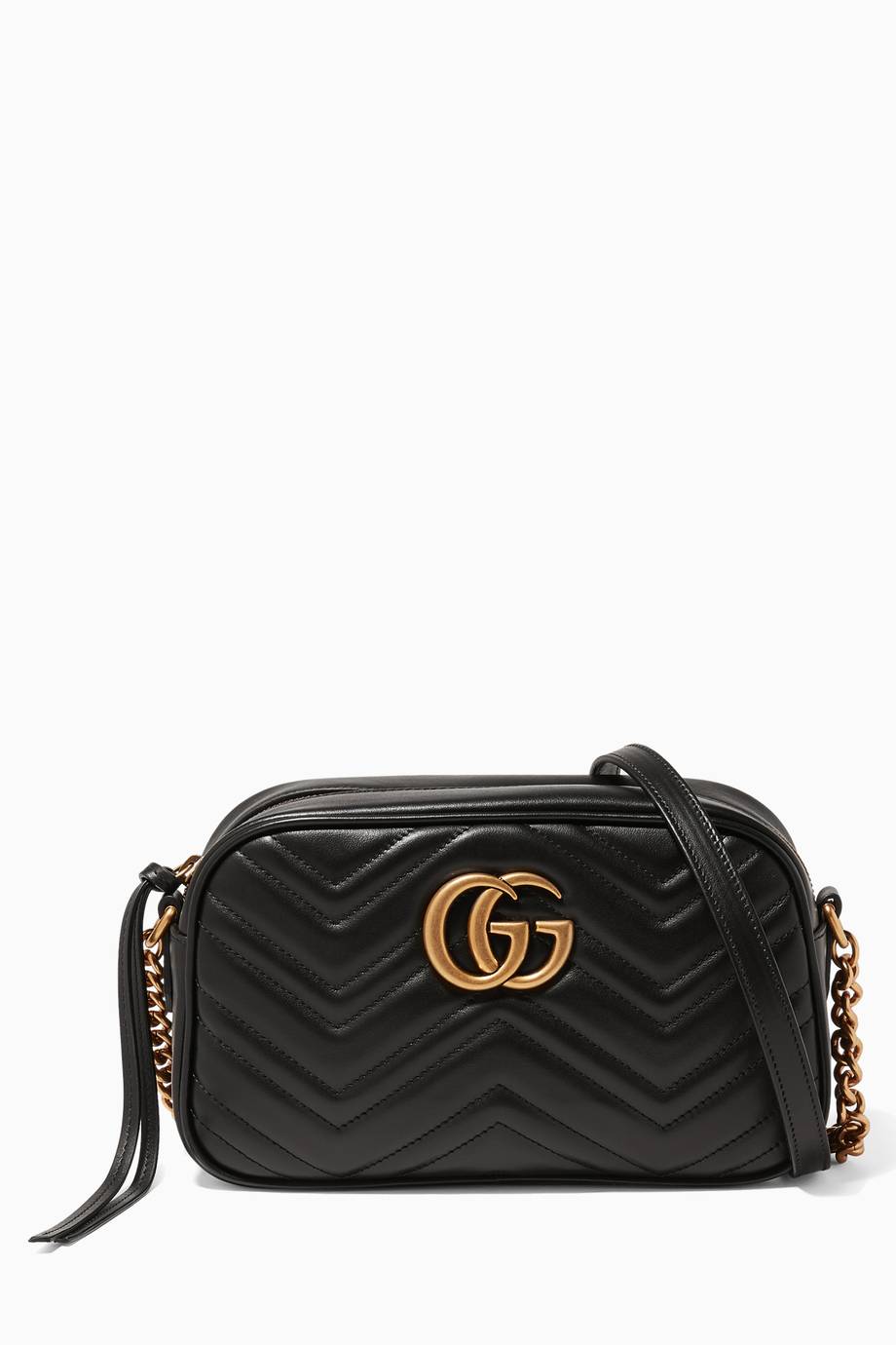 Shop Luxury Gucci Black Mini GG Marmont Matelassé Camera Bag | Ounass UAE