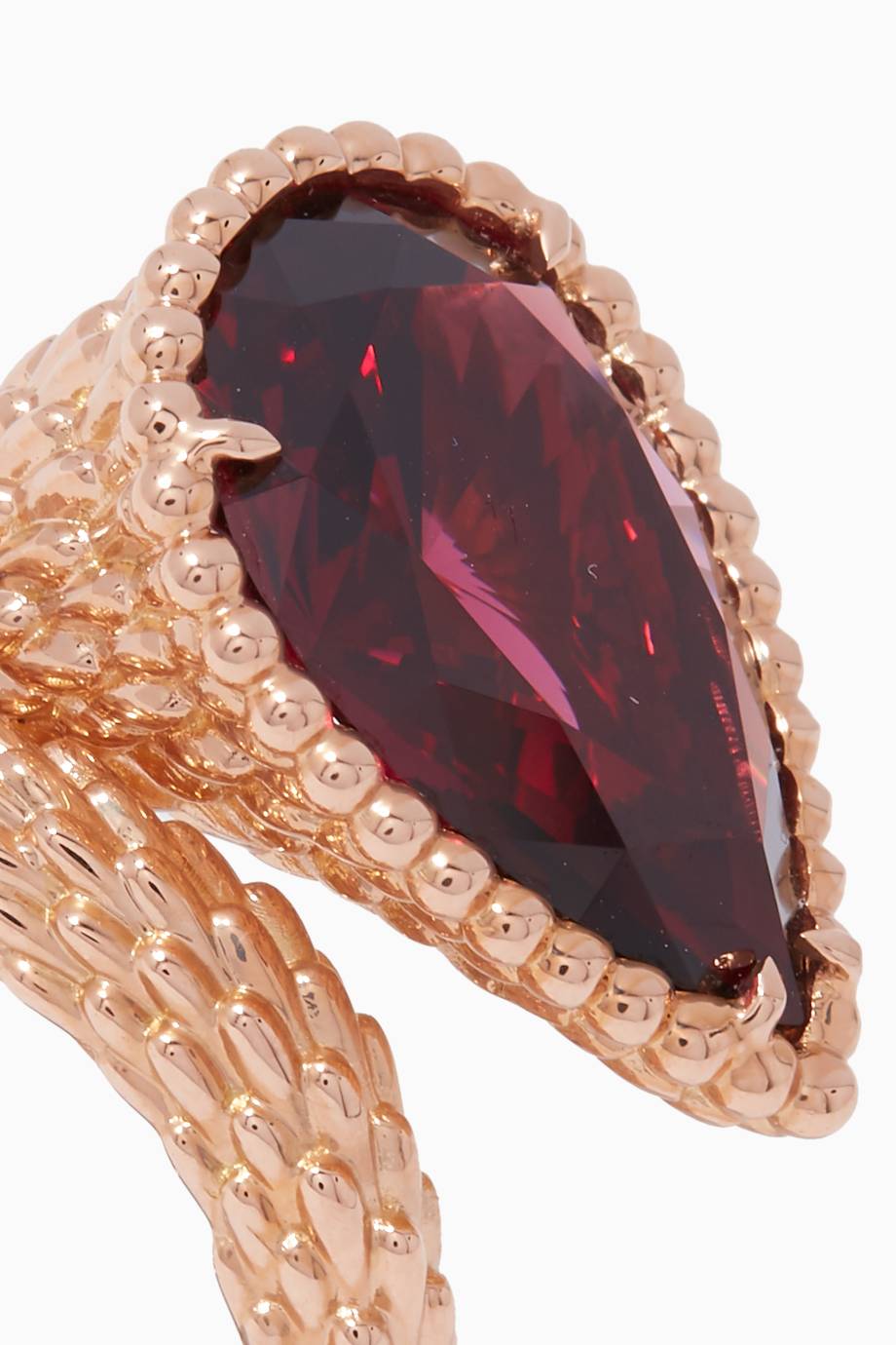 rose-gold & rhodolite l motif serpent bohème ring