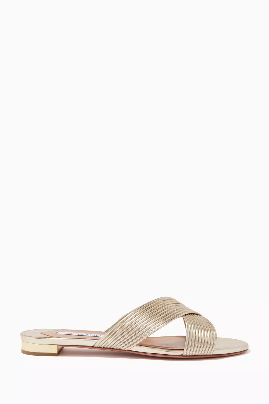 Shop Aquazzura Gold Perugia Flats In Nappa For Women Ounass Uae